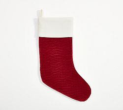 Open Box: Channel Quilted Velvet Stocking, Medium - Red With Ivory Cuff