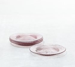 Fluted Glass Dessert Plate - Set of 4