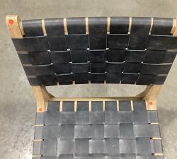 Open Box: Fenton Woven Leather Dining Chair, Seadrift Finish, Statesville - Indigo