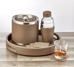 French Handcrafted Leather Bar Tray