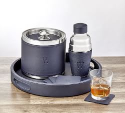 French Handcrafted Leather Bar Tray