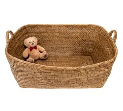 Tava Handwoven Rattan Basket With Hoop Handles