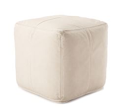 Faux Leather Woven Pouf