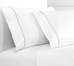 Lena Percale Embroidered Single Stripe Pillowcases - Set Of 2