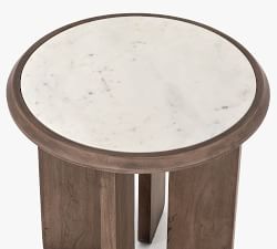 Dante Reclaimed Wood &amp; Marble Round End Table