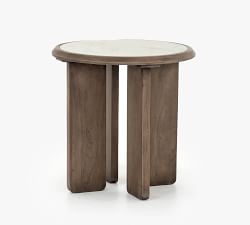Dante Reclaimed Wood &amp; Marble Round End Table