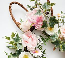 Faux Floral Bunny Shaped Wreath