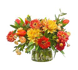 Handcrafted Faux Zinnia and Dahlia Arrangement