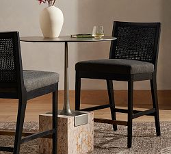 Lisbon Armless Black Cane Stool