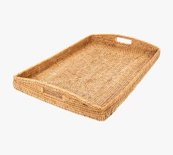 Tava Handwoven Rattan Rectangular Serving Tray - Thumbnail 4