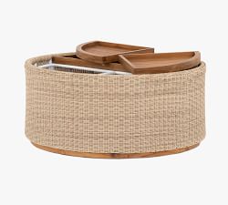 Constantine Wicker &amp; Teak Round Storage Coffee Table