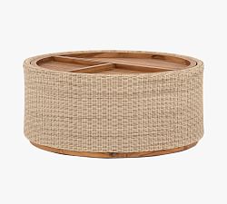 Constantine Wicker &amp; Teak Round Storage Coffee Table