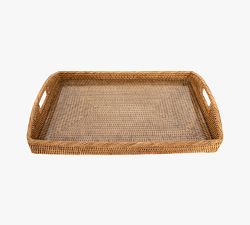 Tava Handwoven Rattan Rectangular Serving Tray - Thumbnail 2
