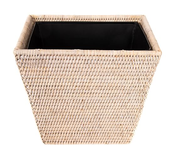 Tava Handwoven Rattan Tapered Waste Basket with Metal Insert - Thumbnail 4