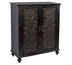 Hoell Carved Wood Storage Cabinet