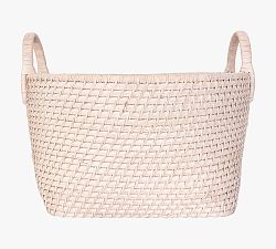 Tava Handwoven Rattan Round Basket With Hoop Handles