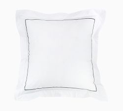 Lena Percale Embroidered Single Stripe Sham - Set of 2