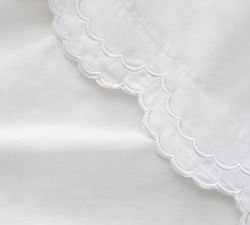 Maci Double Scalloped Percale Embroidered Pillowcase - Set Of 2