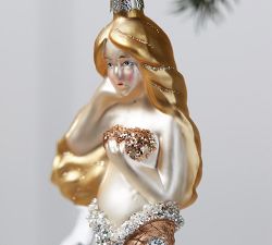Mercury Glass Gold Mermaid Ornament