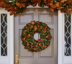 Live Handcrafted Magnolia Wreath and Garland