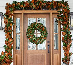 Live Handcrafted Magnolia Wreath and Garland