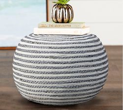 Spiral Handwoven Jute Pouf