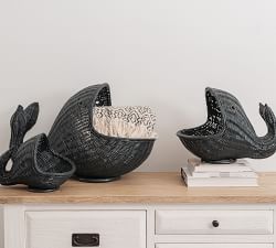 Decorative Woven Whale Baskets, Set of 3