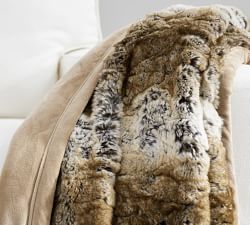 Faux Fur Textured Ombre Throw