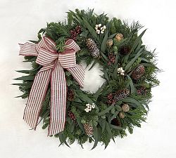 Fresh Christmas Bow Wreath & Garland