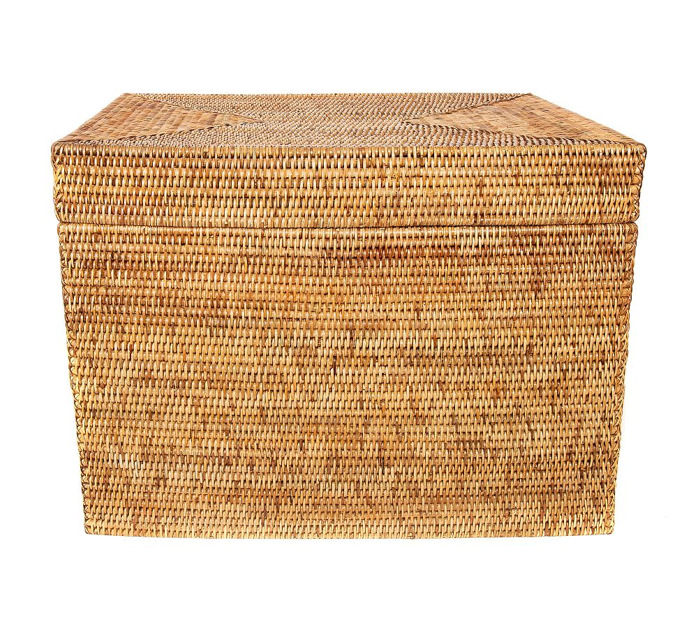 Tava Handwoven Rattan Rectangular Hinged Chest - Natural