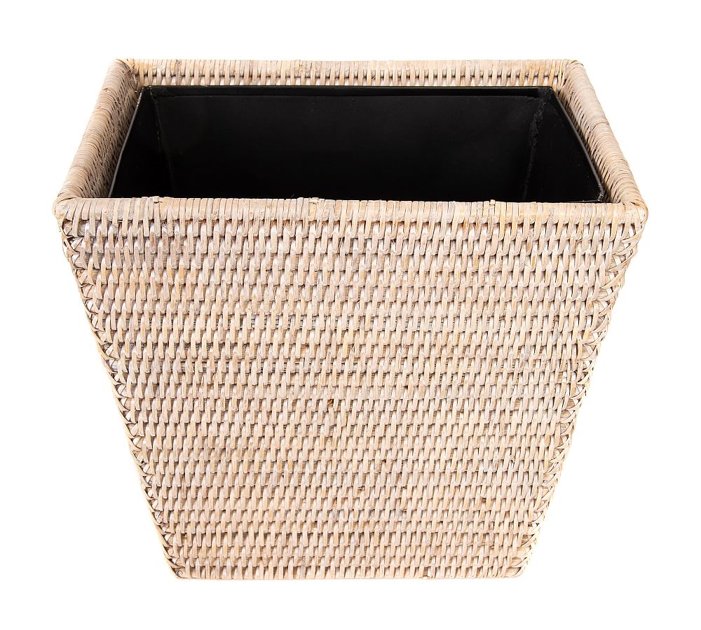Tava Handwoven Rattan Tapered Waste Basket with Metal Insert