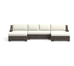 Huntington Slope Arm Sectional 3pc - 1 RA Double Chaise, 1 Armless Loveseat, 1 LA Double Chaise, High Performance Canvas; White