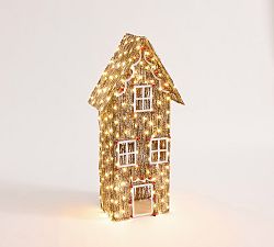 Open Box: Lit Rattan Gingerbread Collection, Tall House, 49" - Brown/Red