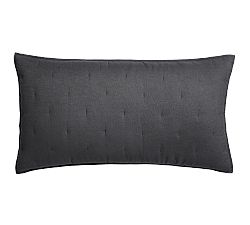 Open Box: Belgian Flax Linen Tufted Quilted Sham, King, Set of 2 - Ebony