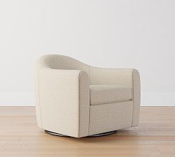 Open Box: Gideon Upholstered Swivel Armchair - Luxe Boucle Pebble