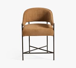 Baldwin Leather Metal Stool