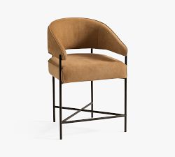 Baldwin Leather Metal Stool