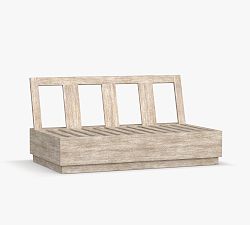 Open Box: Build Your Own - Indio Eucalyptus Modern Platform Outdoor Sectional Components, Loveseat Frame - Biscotti