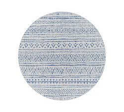 Open Box: Rakesh Outdoor Printed Rug, 5'3&quot; Round - Blue/Taupe