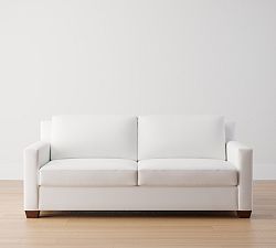 Open Box: York Square Arm Sofa, 80.5&quot;, 2 x 2 High Performance Contract Grade Cushions - Performance Slub Weave White