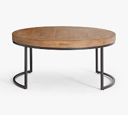 Open Box: Malcolm Round Nesting Coffee Table, 40&quot; Diam. - Glazed Pine, Brushed Gray