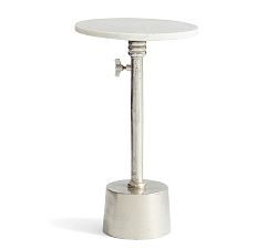 Open Box: Melvin Round Marble Adjustable Accent Table, 12&quot; - White