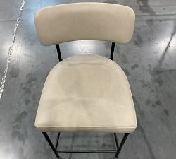 Open Box: Maison Leather Counter Stool, 24&quot; - Statesville Pebble, Antique Bronze Leg