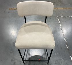 Open Box: Maison Leather Counter Stool, 24&quot; - Statesville Pebble, Antique Bronze Leg