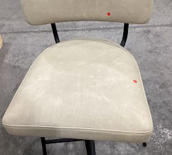 Open Box: Maison Leather Low Back Swivel Counter Stool, 24&quot; - Statesville Pebble, Bronze Legs