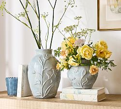 Floral Dusty Blue Vase