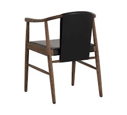 Karo Leather Dining Armchair, Black