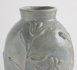 Floral Dusty Blue Vase
