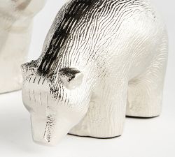 Handcrafted Silver Koda Polar Bears, Set of 2