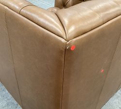 Open Box: Edgewood Leather Swivel Chair, Individual - Gravel Walnut